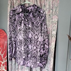 INC International Concepts Purple and Black Snake Print Button-Down Shirt